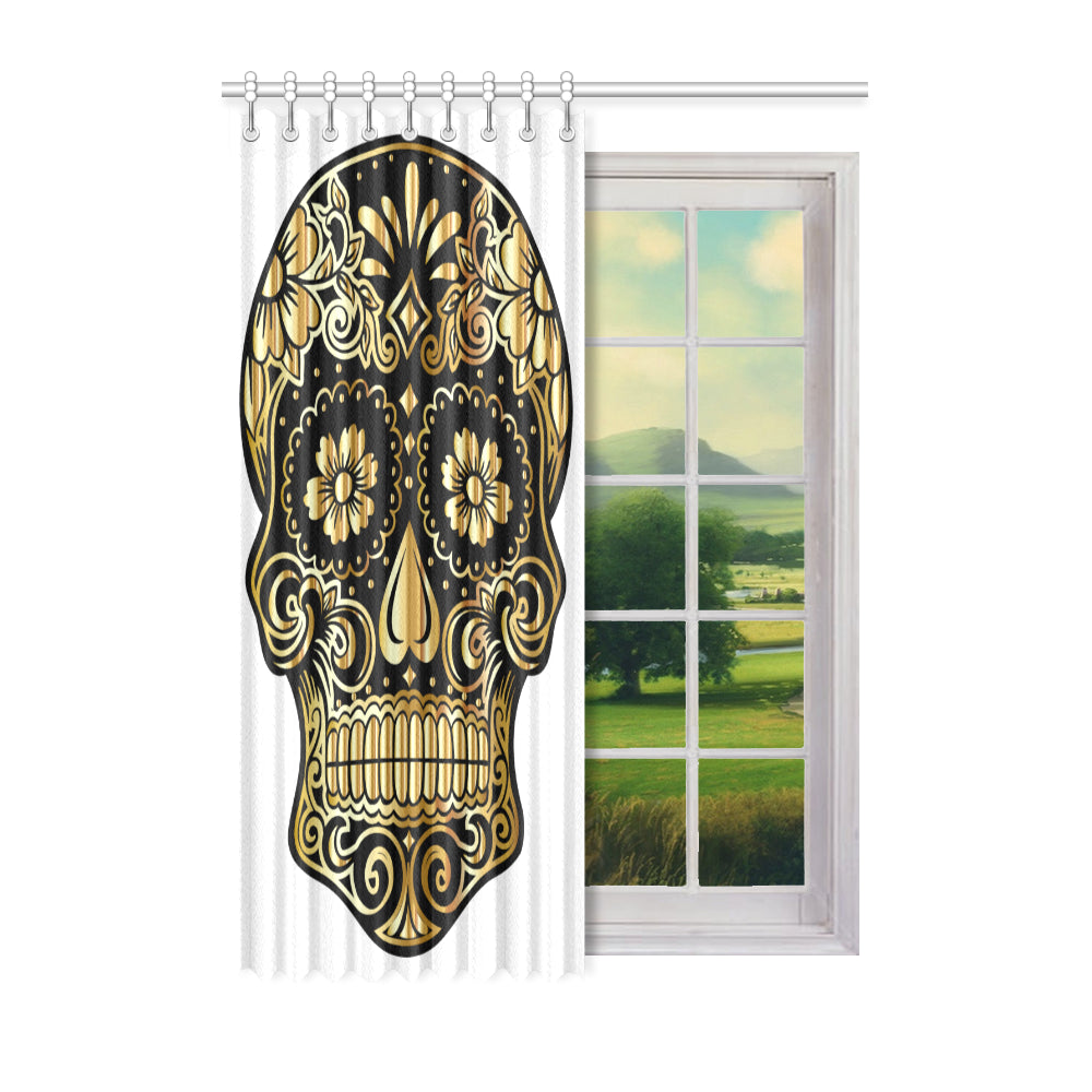 FOX PRODUCTS- Window Curtain 52" x 72" (One Piece) Sugar Skull
