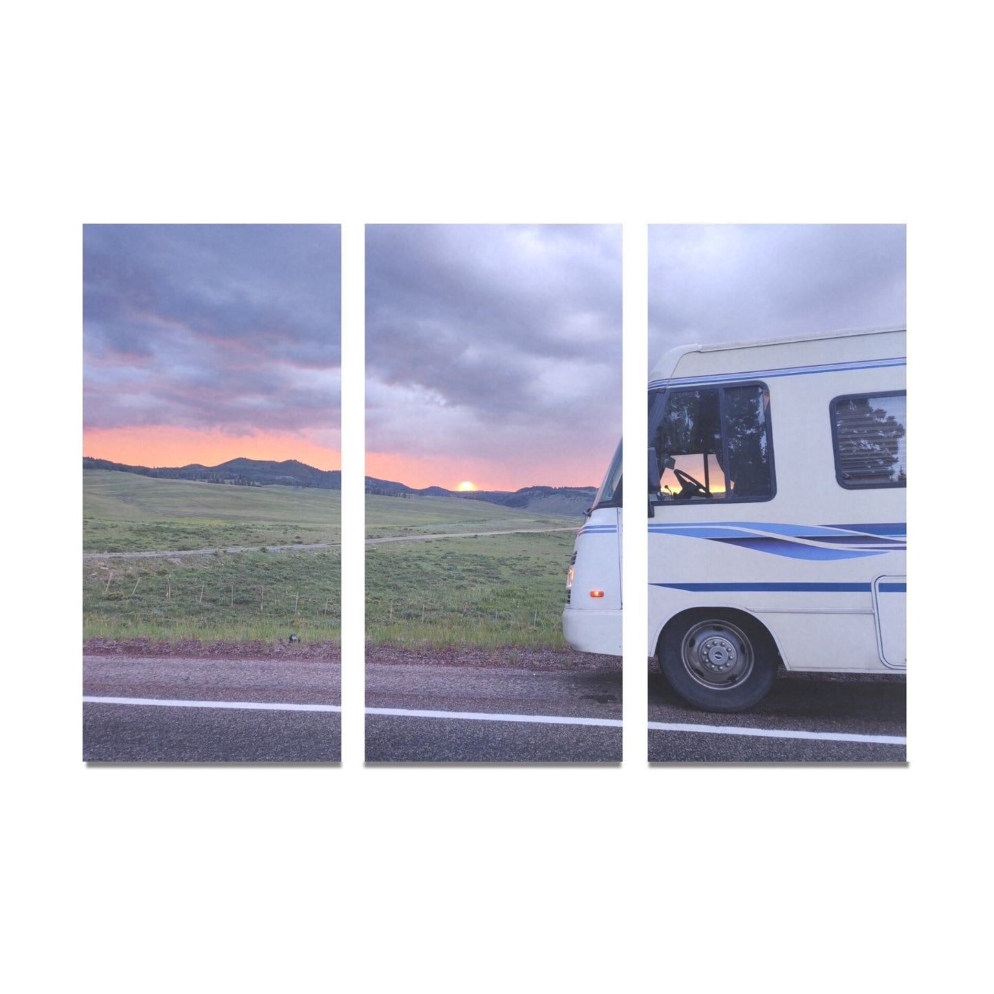 Framed Canvas Brazos Sunset RV Art Prints Set X (3 Pieces) (Made in USA)
