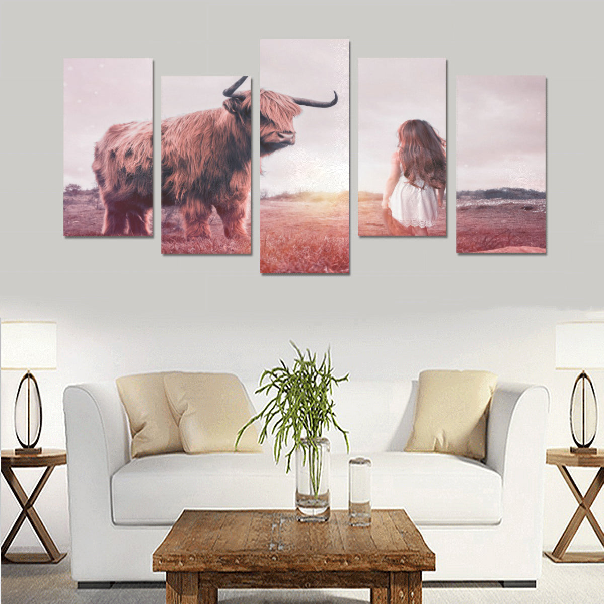 FOX PRODUCTS- Canvas Wall Art Prints (No Frame) 5-Pieces/Set F The Bull Whisperer