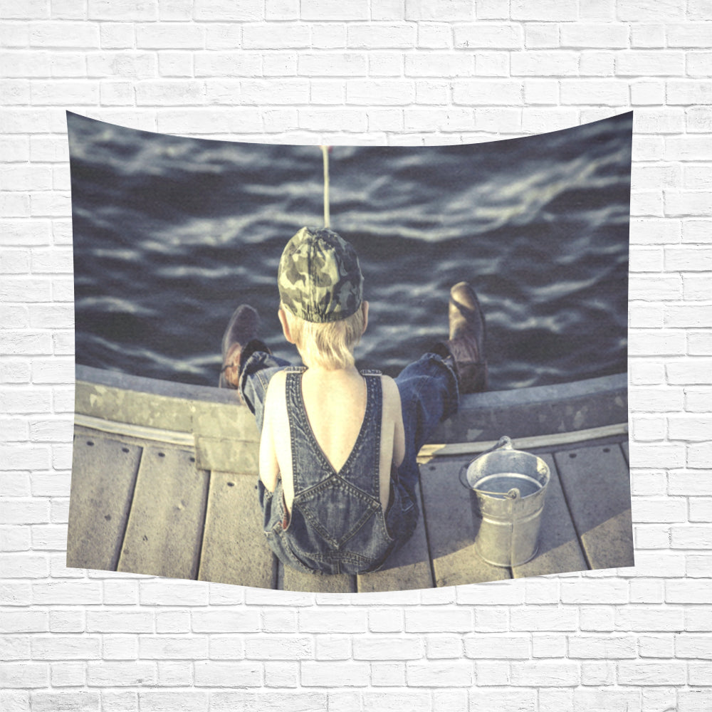 Wall Tapestry Boy Fishing 60"x 51"