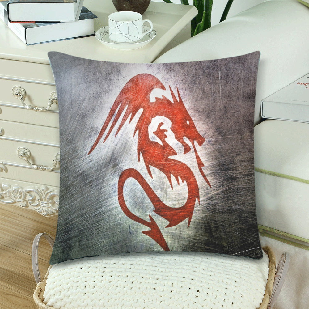 Throw Pillow Cover Red Dragon 18" x 18" (Twin Sides) (Set of 2)
