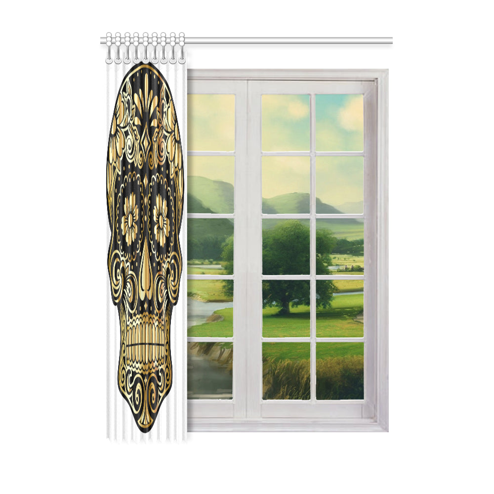 FOX PRODUCTS- Window Curtain 52" x 72" (One Piece) Sugar Skull