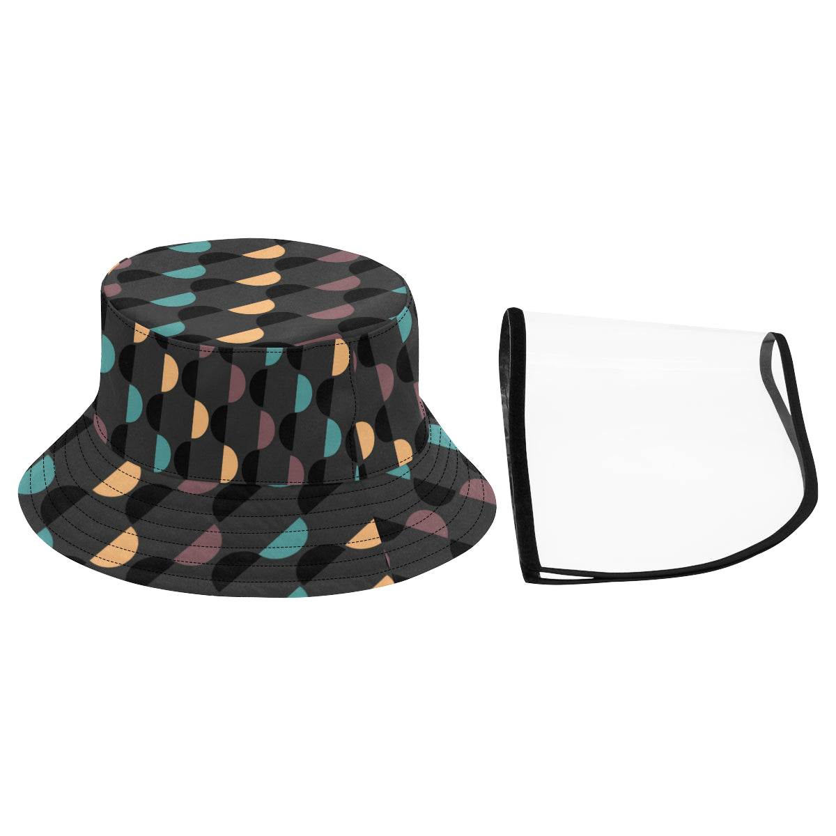 Women's Bucket Polka Dot Hat with Removable Protective Face Shield