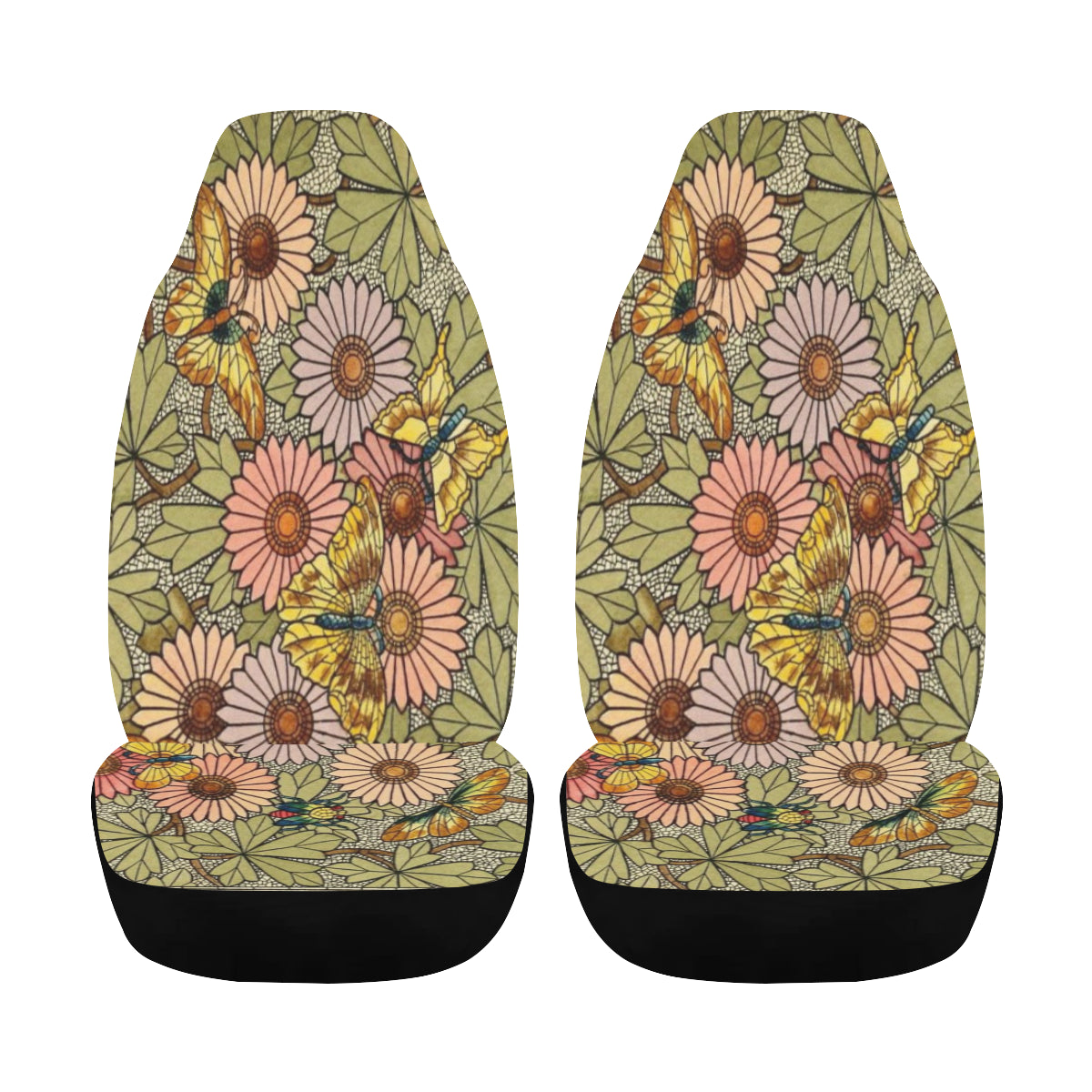 Car Seat Cover Butterfly Garden Airbag Compatible (Set of 2)