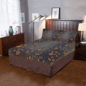 3-Piece Bedding Paw Prints Set (1 Duvet Cover 86"x70"; 2 Pillowcases 20"x30")