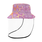 Women's Bucket Pink Fractal Hat With Removable Protective Face Shield