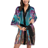 Robe Women's Short Kimono, Fractal Feather