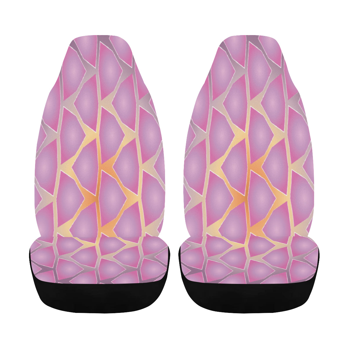 Car Seat Cover Pink Fractal Airbag Compatible (Set of 2)