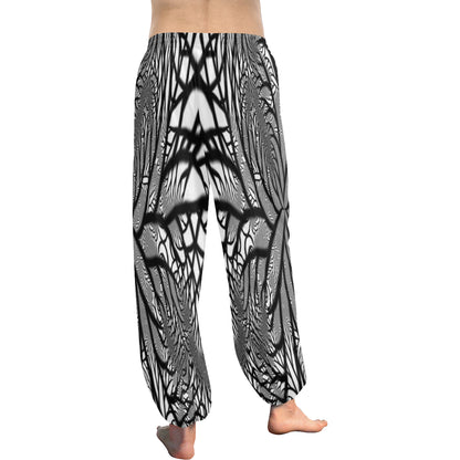 Harem Black/White Fractal Women's Pants (Model L18)