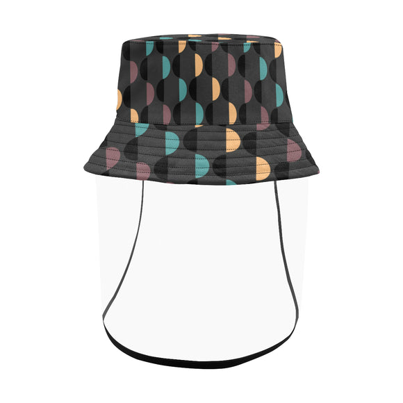 Women's Bucket Polka Dot Hat with Removable Protective Face Shield