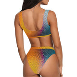 Sports Top & High-Waisted Orange Crush Bikini Swimsuit (Model S07)