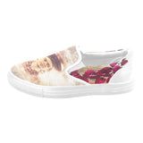 Slip-On Women's Frida Kahlo Orchid Shoes (Model 019) (Two Shoes With Different Printing)