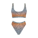 Sports Top & High-Waisted Sunset Raindrop Bikini Swimsuit (Model S07)