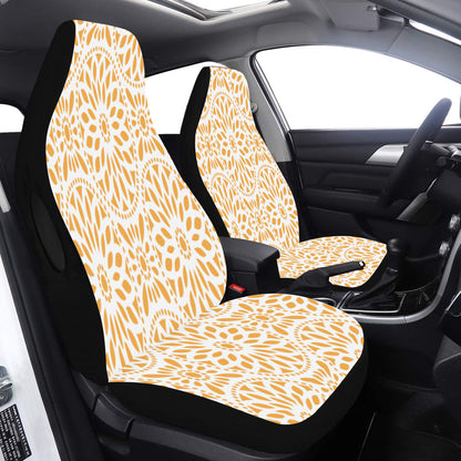 Car Seat Cover Orange Mandala Airbag Compatible (Set of 2)