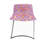 Women's Bucket Pink Fractal Hat With Removable Protective Face Shield
