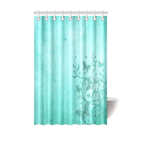 Sea Green Butterfly Trim Shower Curtain