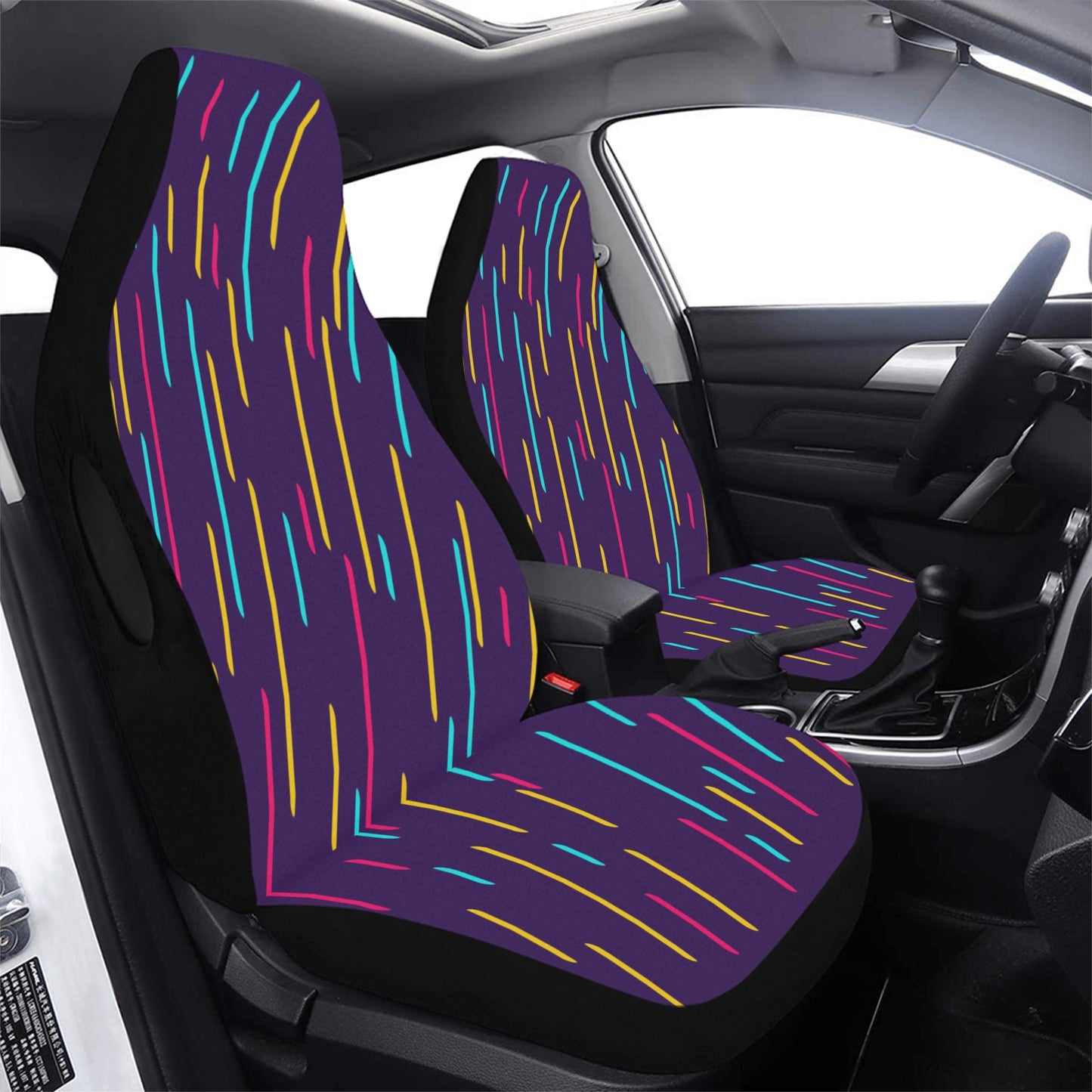 FOX PRODUCTS - Car Seat Cover Airbag Compatible - "Colored Rain" - (Set of 2)