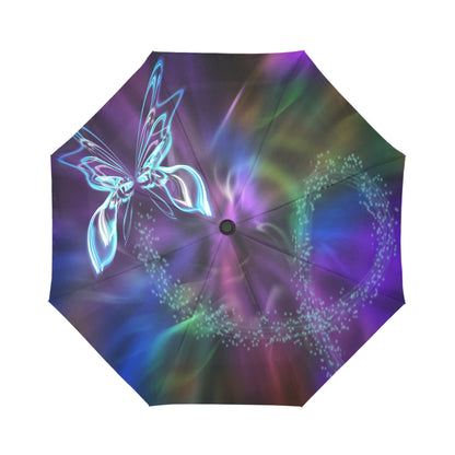 Automatic Foldable Purple Swirl Butterfly Umbrella