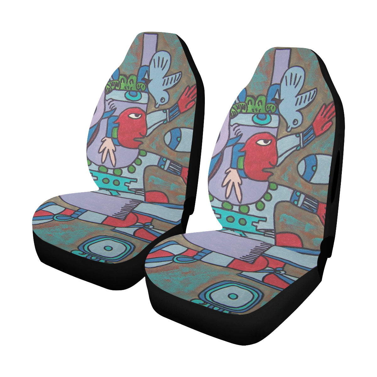 Car Seat Cover Xiuhtecuhtli Aztec God of Fire Airbag Compatible (Set of 2)
