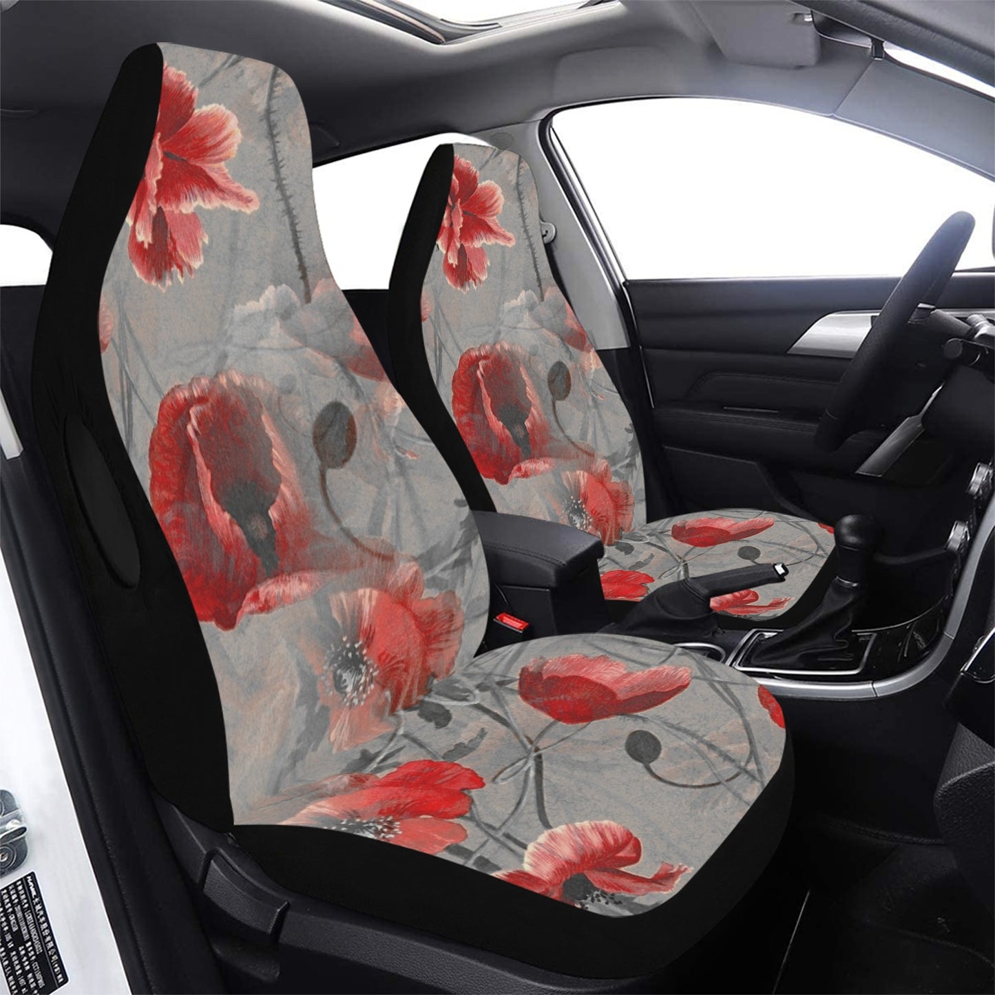 Car Seat Cover Poppies Airbag Compatible (Set of 2)