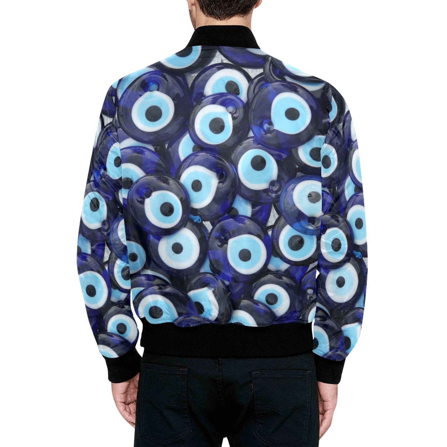 Men's All Over Print Evil Eye Quilted Bomber Jacket (Model H33)