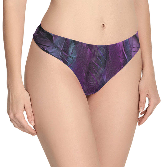 Underwear Women's Classic Thong, Purple Feather (Model L5)