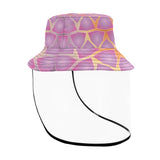 Women's Bucket Pink Fractal Hat With Removable Protective Face Shield