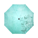 Anti-UV Automatic Foldable Sea Green Butterfly Trim Umbrella