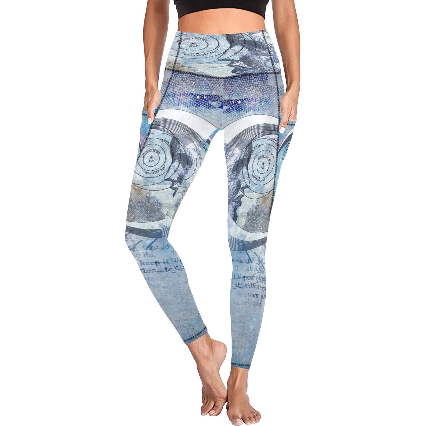 All Over Print High Waist Fantasy Moon Leggings with Pockets (Model L56)