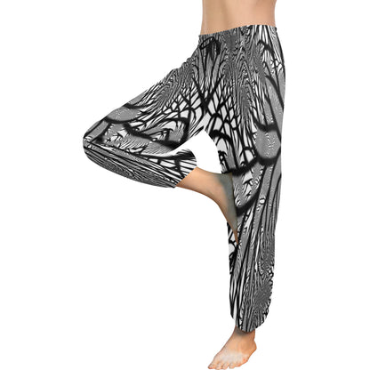 Harem Black/White Fractal Women's Pants (Model L18)