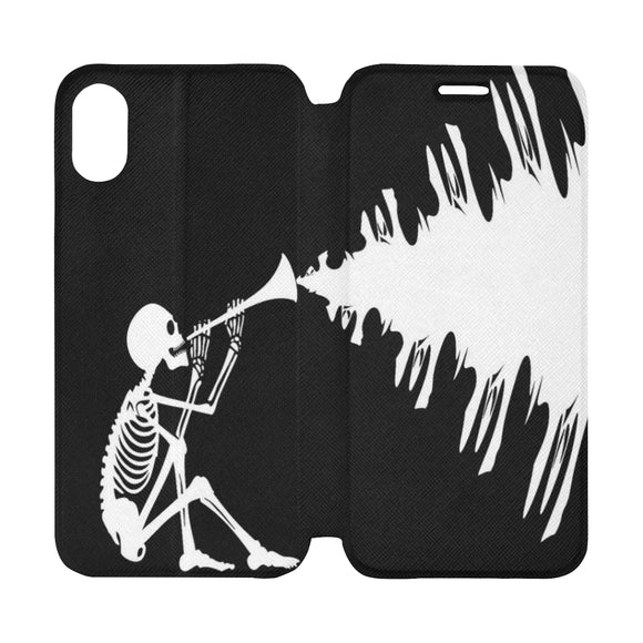 FOX PRODUCTS- iPhone X Flip Cover Case, Halloween Skeleton