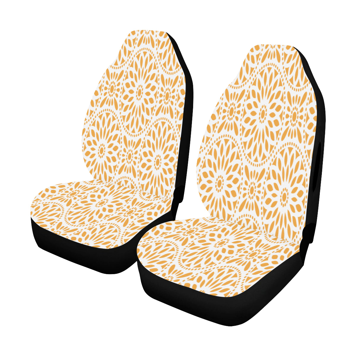 Car Seat Cover Orange Mandala Airbag Compatible (Set of 2)