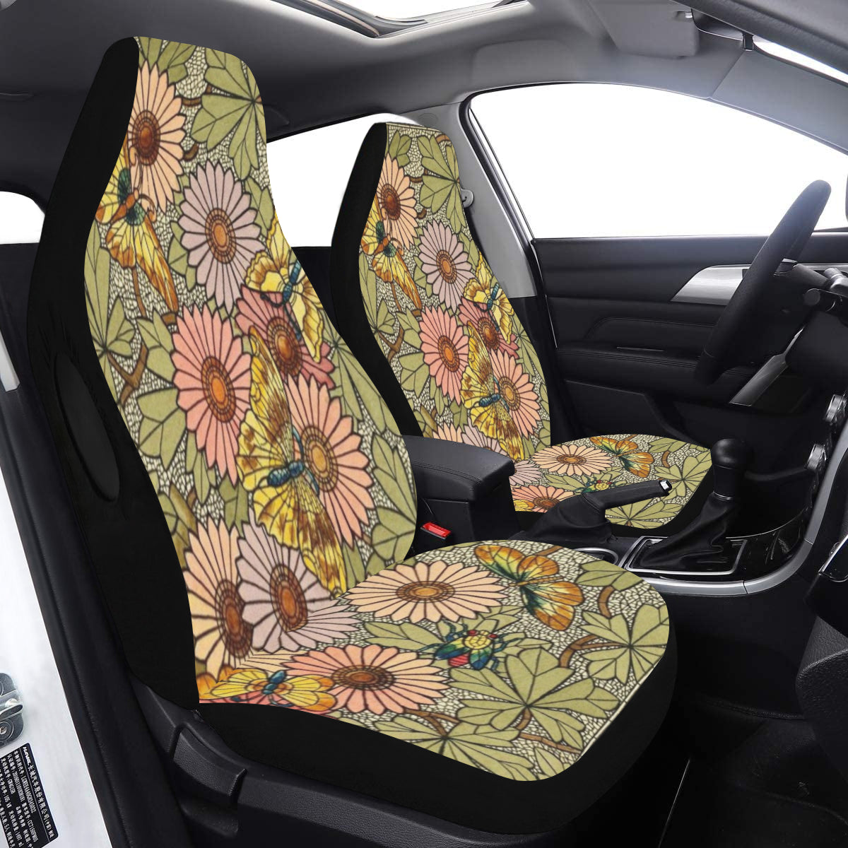 Car Seat Cover Butterfly Garden Airbag Compatible (Set of 2)