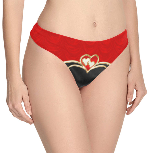 Underwear Women's Classic Thong, Golden Hearts (Model L5)