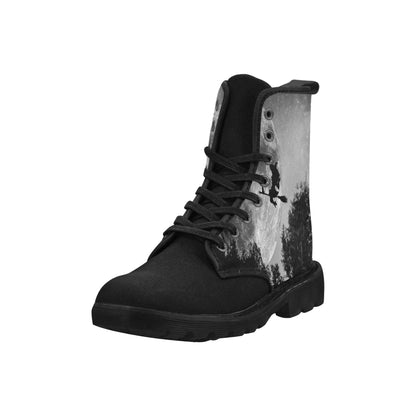 Women's Lace Up Canvas Bewitched Boots (Model1203H)(Black)