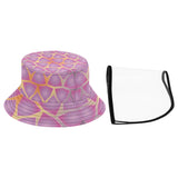 Women's Bucket Pink Fractal Hat With Removable Protective Face Shield