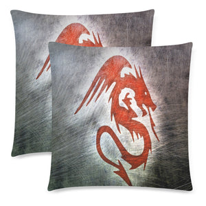 Throw Pillow Cover Red Dragon 18" x 18" (Twin Sides) (Set of 2)