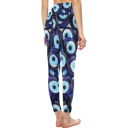 Women's High-Waisted Evil Eye Leggings (Model L36)