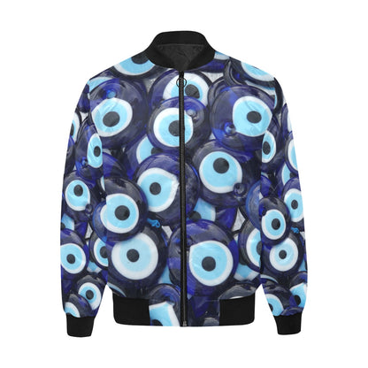 Men's All Over Print Evil Eye Quilted Bomber Jacket (Model H33)