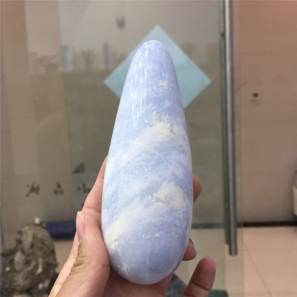 100% natural blue celestine crystal wand reiki healing Madagascar gemstone polished wand wholesale as gift