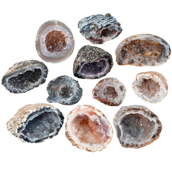 TUMBEELLUWA 1Pc Natural Geode Half Agate Druzy Quartz Mineral Specimen for Healing Crystal Reiki