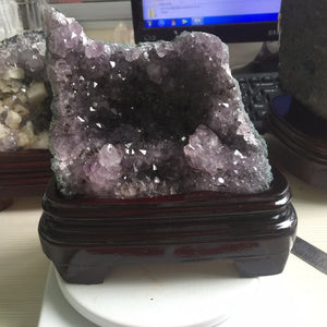 Amethyst Geode 841g Natural Purple Minerals Stones Cluster Healing Reiki Crystal Point Specimen feng shui Quartz