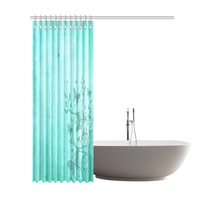 Sea Green Butterfly Trim Shower Curtain